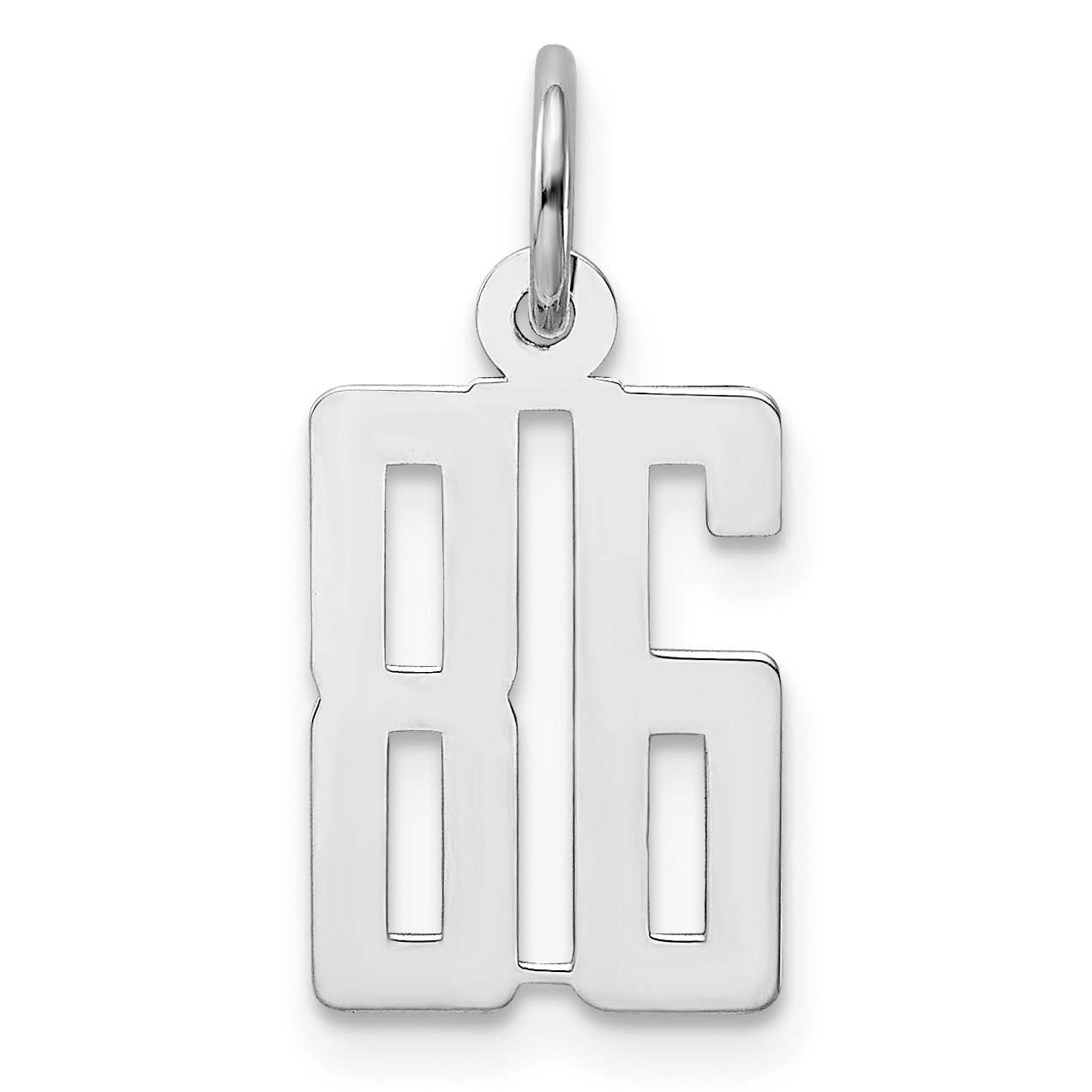 Sterling Silver/Rhodium-plated Elongated Number 86 Charm (QES86)