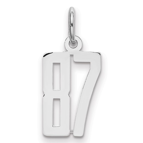 Sterling Silver Rhodium-plated Elongated Number 87 Charm