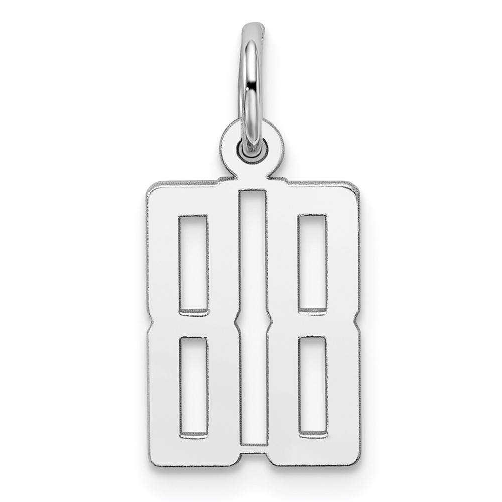 Sterling Silver Rhodium-plated Elongated Number 88 Charm