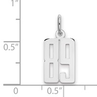 Sterling Silver Rhodium-plated Elongated Number 89 Charm view 2