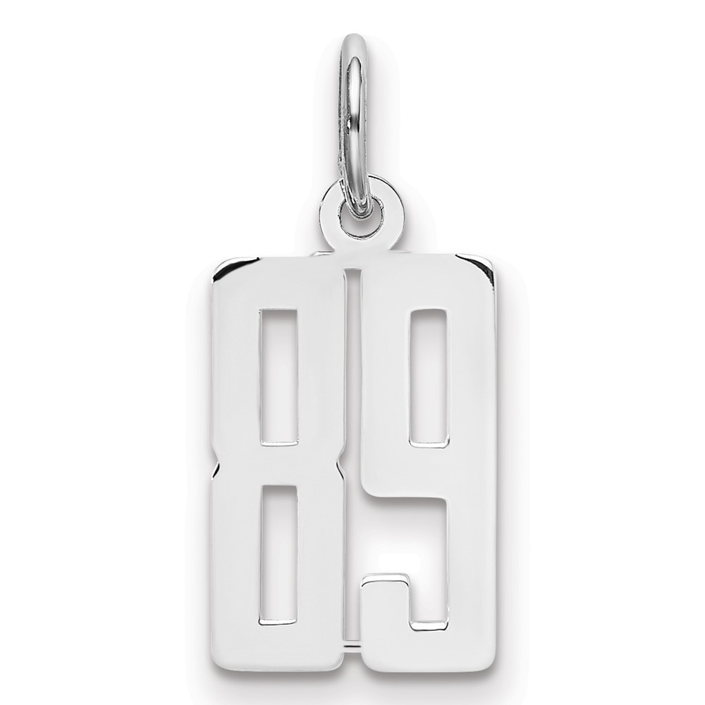 Sterling Silver Rhodium-plated Elongated Number 89 Charm