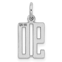 Sterling Silver Rhodium-plated Elongated Number 90 Charm view 4