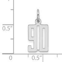 Sterling Silver Rhodium-plated Elongated Number 90 Charm view 3