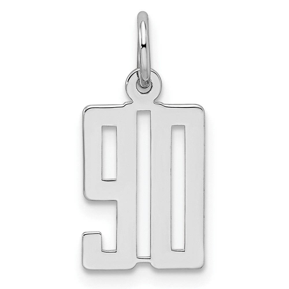 Sterling Silver Rhodium-plated Elongated Number 90 Charm