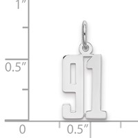 Sterling Silver Rhodium-plated Elongated Number 91 Charm view 2