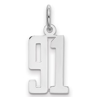 Sterling Silver Rhodium-plated Elongated Number 91 Charm view 1