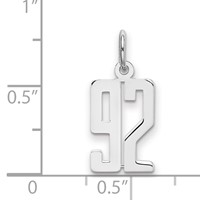 Sterling Silver Rhodium-plated Elongated Number 92 Charm view 2