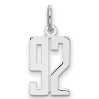 Sterling Silver Rhodium-plated Elongated Number 92 Charm view 1
