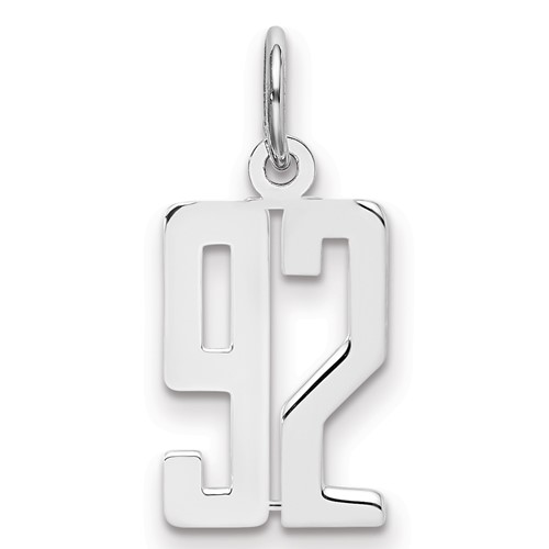 Sterling Silver Rhodium-plated Elongated Number 92 Charm