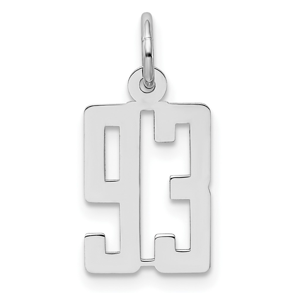 Sterling Silver Rhodium-plated Elongated Number 93 Charm