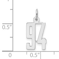 Sterling Silver Rhodium-plated Elongated Number 94 Charm view 3