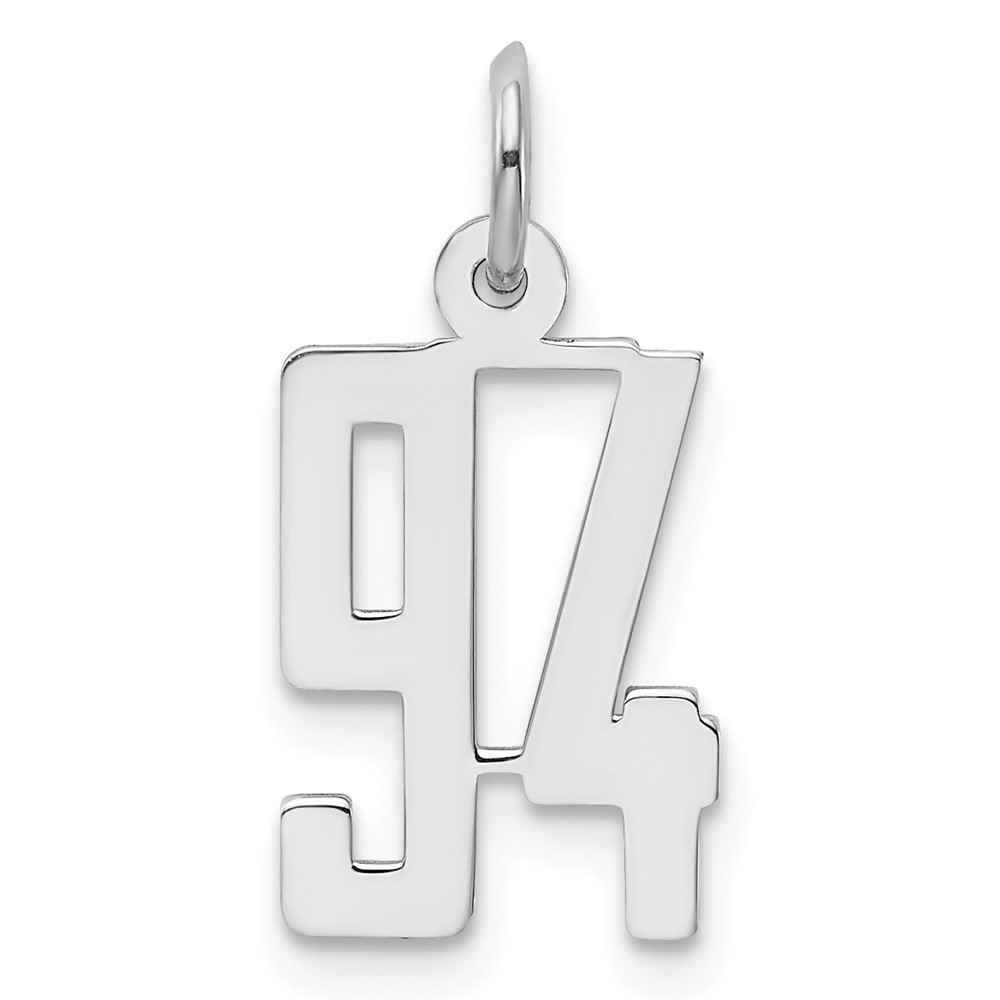 Sterling Silver Rhodium-plated Elongated Number 94 Charm