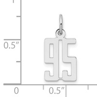Sterling Silver Rhodium-plated Elongated Number 95 Charm view 3