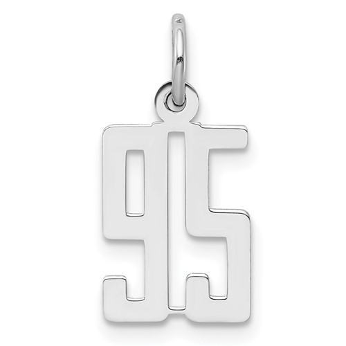 Sterling Silver Rhodium-plated Elongated Number 95 Charm