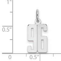 Sterling Silver Rhodium-plated Elongated Number 96 Charm view 2
