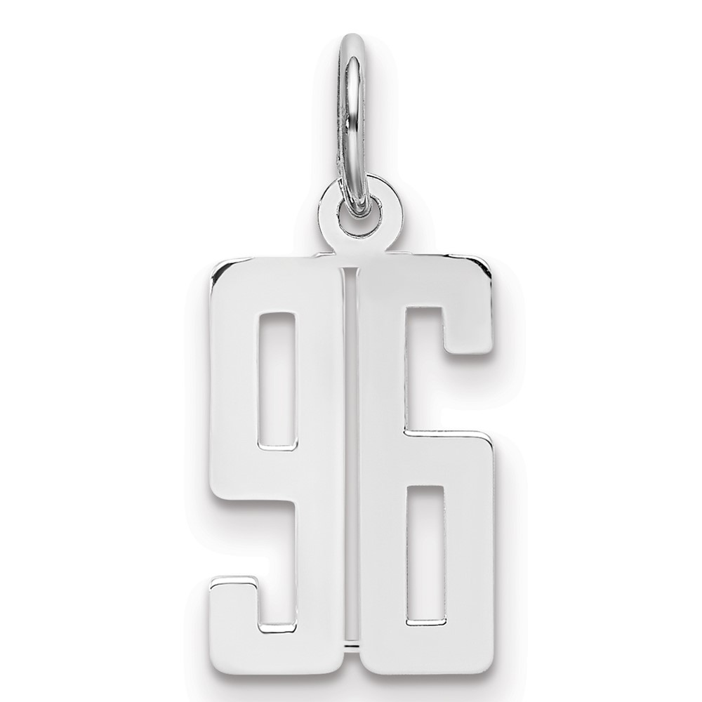 Sterling Silver Rhodium-plated Elongated Number 96 Charm