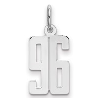 Sterling Silver Rhodium-plated Elongated Number 96 Charm view 1