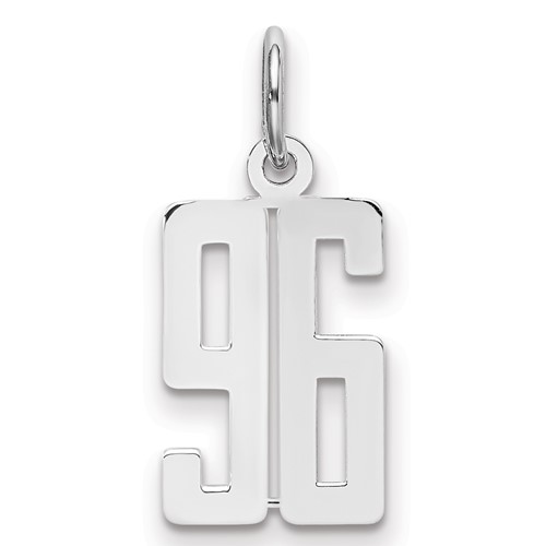 Sterling Silver Rhodium-plated Elongated Number 96 Charm