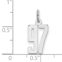 Sterling Silver Rhodium-plated Elongated Number 97 Charm view 2