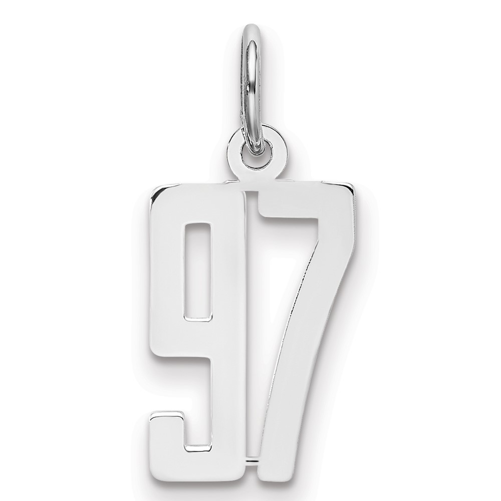 Sterling Silver Rhodium-plated Elongated Number 97 Charm