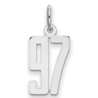 Sterling Silver Rhodium-plated Elongated Number 97 Charm view 1