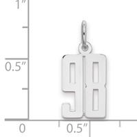 Sterling Silver Rhodium-plated Elongated Number 98 Charm view 2