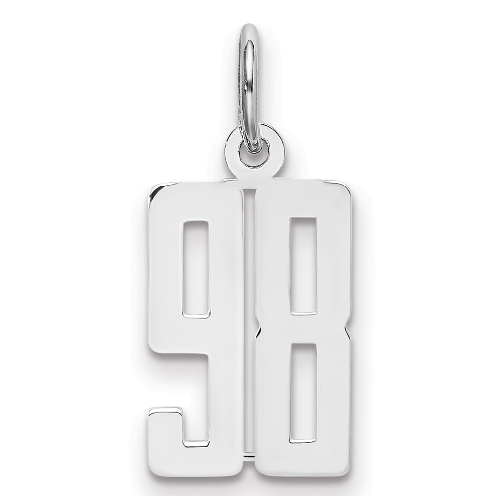 Sterling Silver Rhodium-plated Elongated Number 98 Charm
