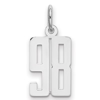 Sterling Silver Rhodium-plated Elongated Number 98 Charm view 1