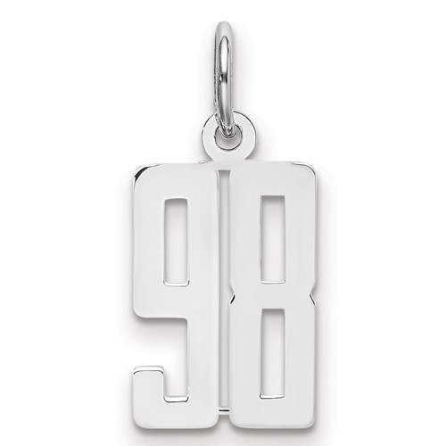 Sterling Silver Rhodium-plated Elongated Number 98 Charm