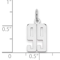 Sterling Silver Rhodium-plated Elongated Number 99 Charm view 2