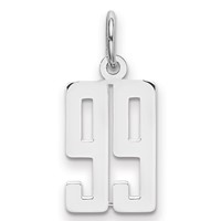 Sterling Silver Rhodium-plated Elongated Number 99 Charm view 1