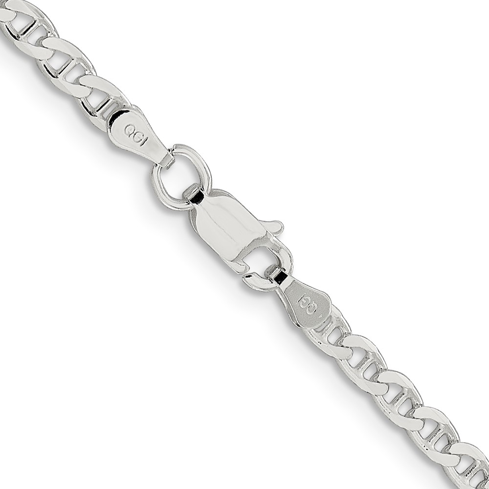 Sterling Silver 3.15mm D/C Flat Anchor Curb Chain (QFAN080-18)