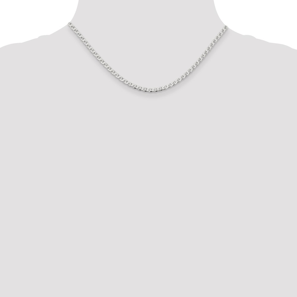 Sterling Silver 3.15mm D/C Flat Anchor Curb Chain (QFAN080-16)