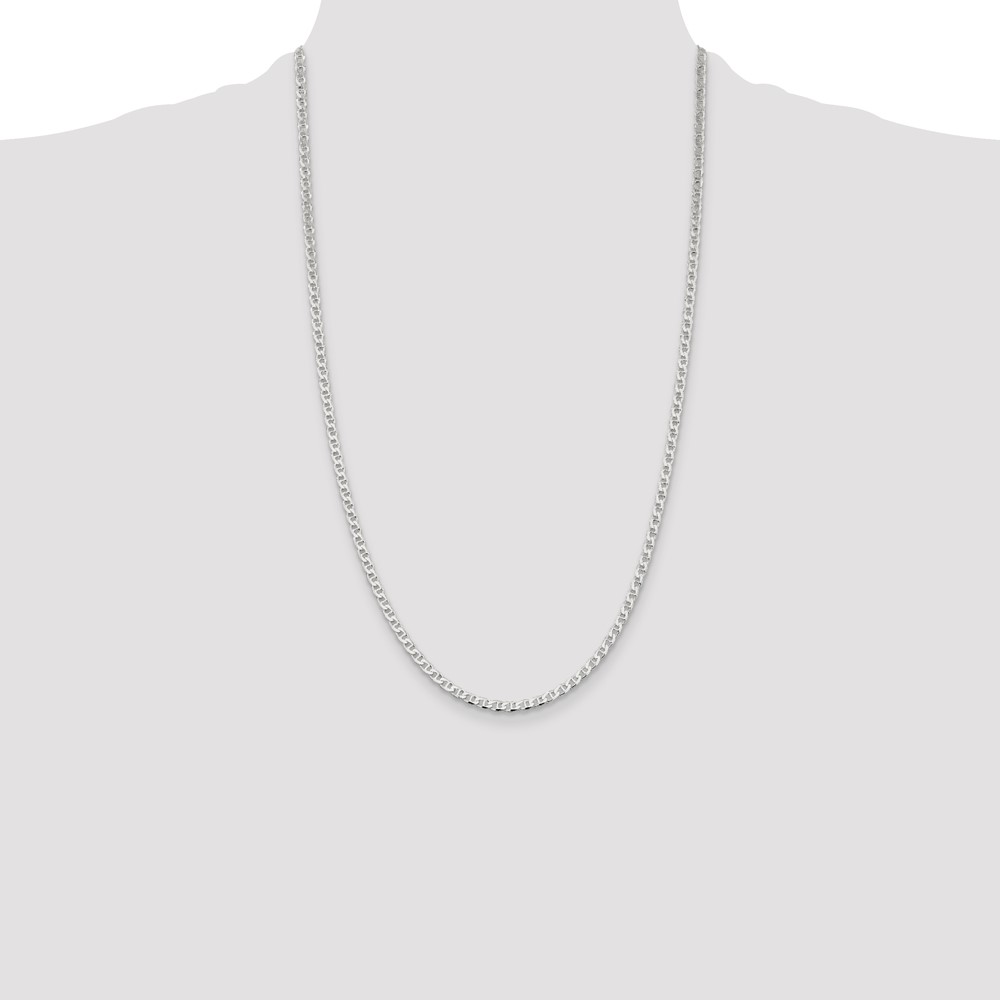 Sterling Silver 3.15mm D/C Flat Anchor Curb Chain (QFAN080-26)