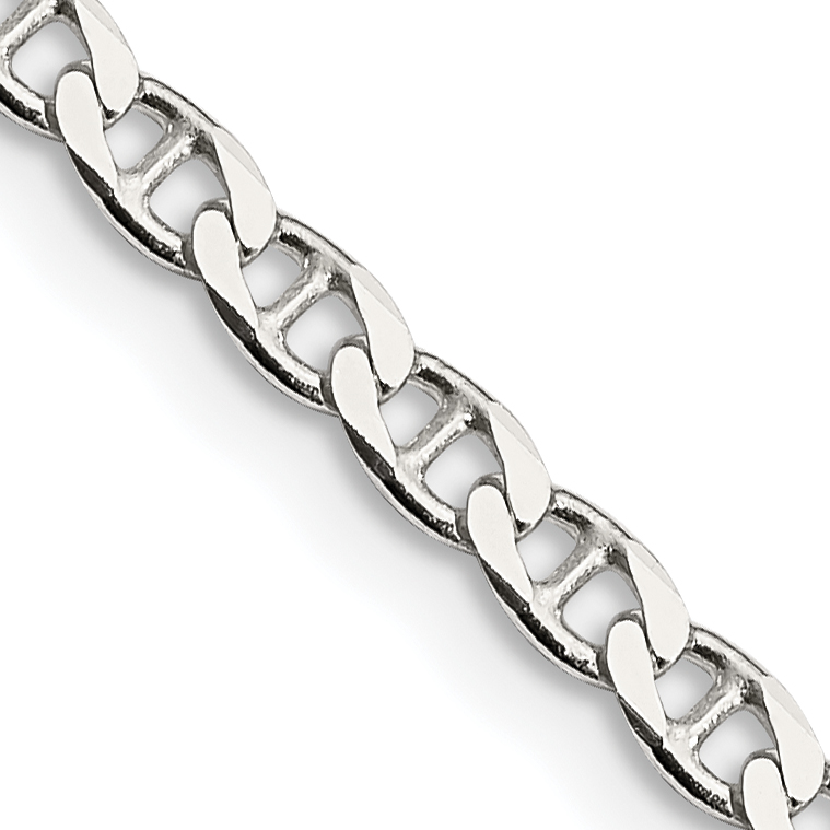 Sterling Silver 3.15mm D/C Flat Anchor Curb Chain (QFAN080-16)