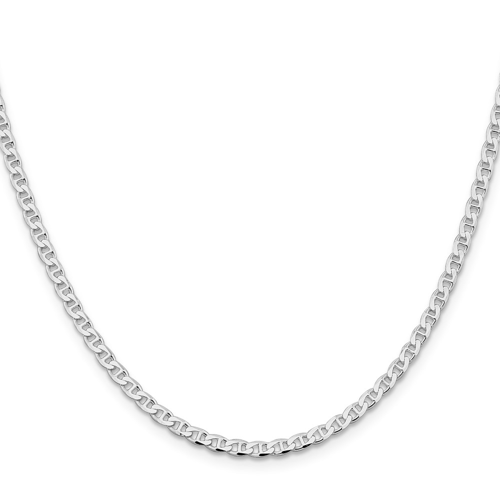 Sterling Silver Rhodium-plated 3.15mm D/C Flat Anchor Curb Chain (QFAN080R-20)