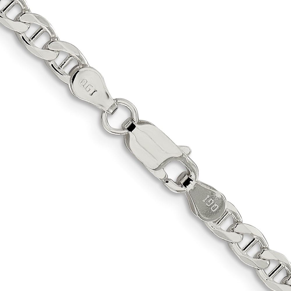 Sterling Silver 4.0mm D/C Flat Anchor Curb Chain (QFAN100-20)