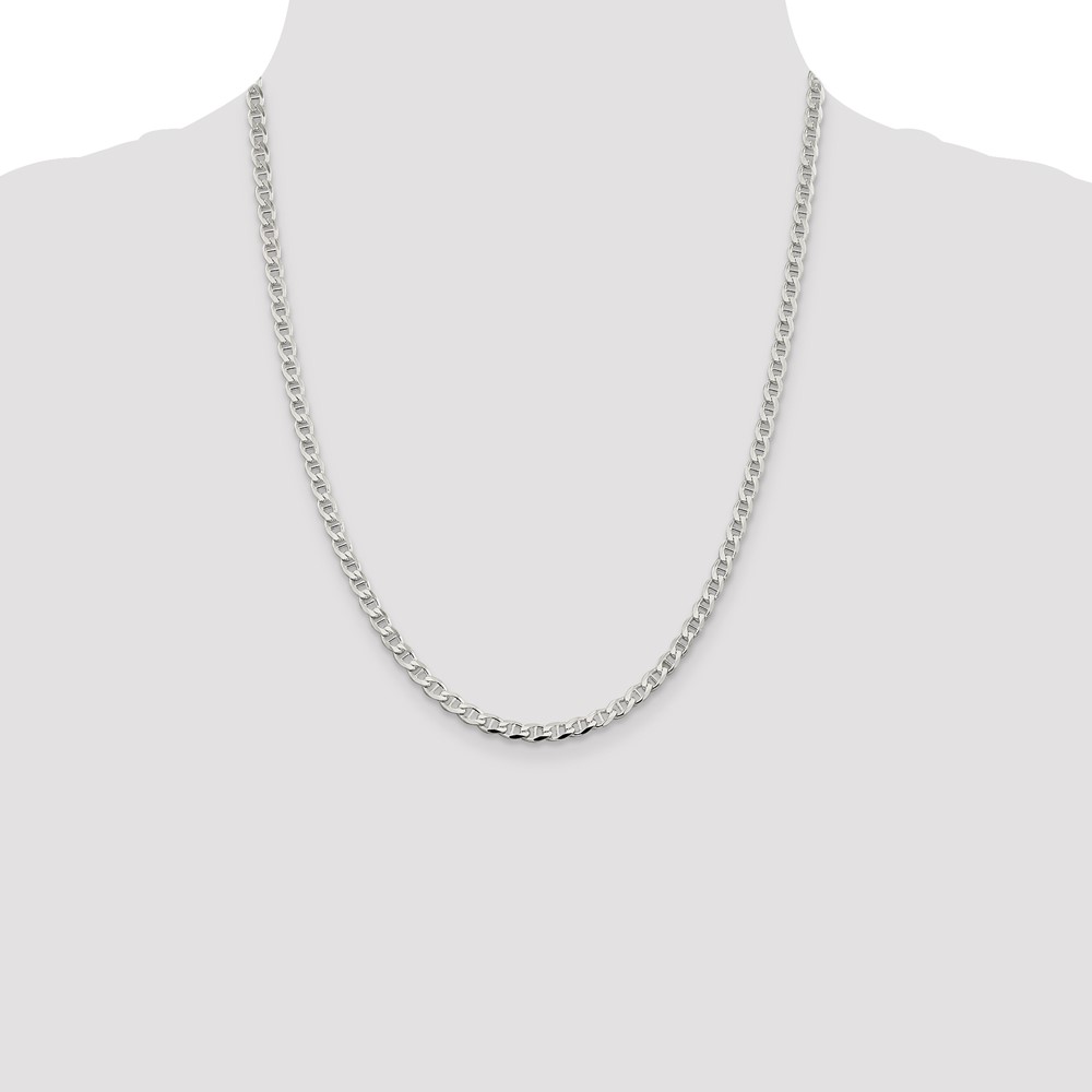 Sterling Silver 4.0mm D/C Flat Anchor Curb Chain (QFAN100-22)