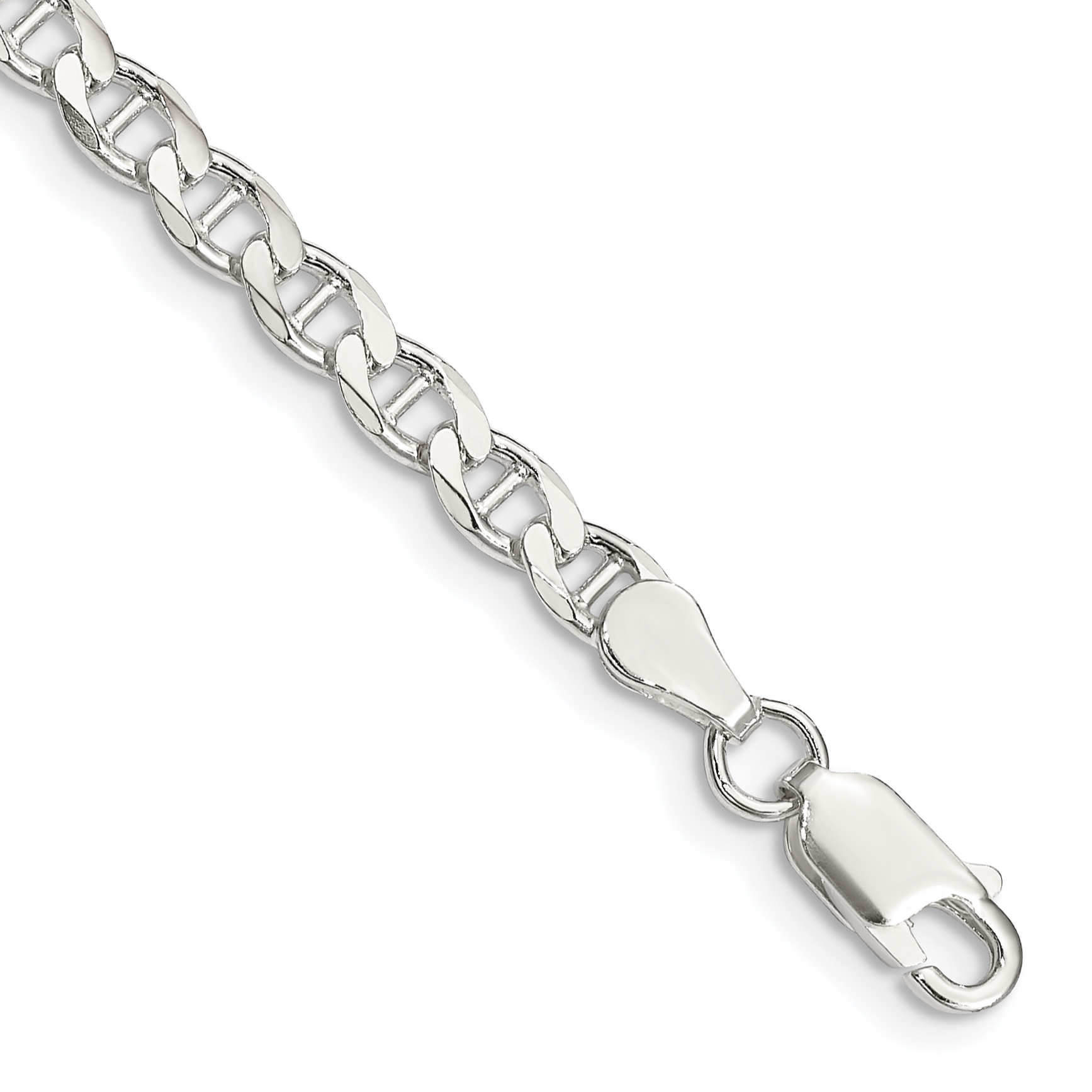 Sterling Silver 4.0mm D/C Flat Anchor Curb Chain (QFAN100-7)