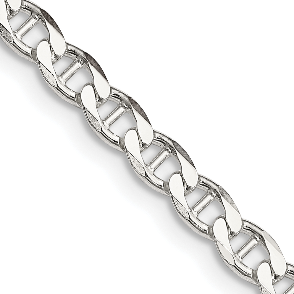 Sterling Silver 4.0mm D/C Flat Anchor Curb Chain (QFAN100-24)