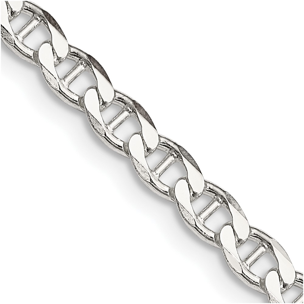 Sterling Silver 4.0mm D/C Flat Anchor Curb Chain (QFAN100-24)