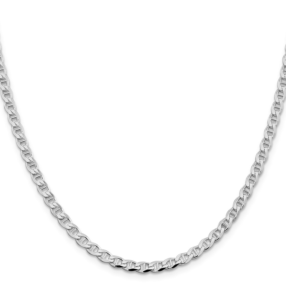 Sterling Silver Rhodium-plated 4.0mm D/C Flat Anchor Curb Chain (QFAN100R-22)