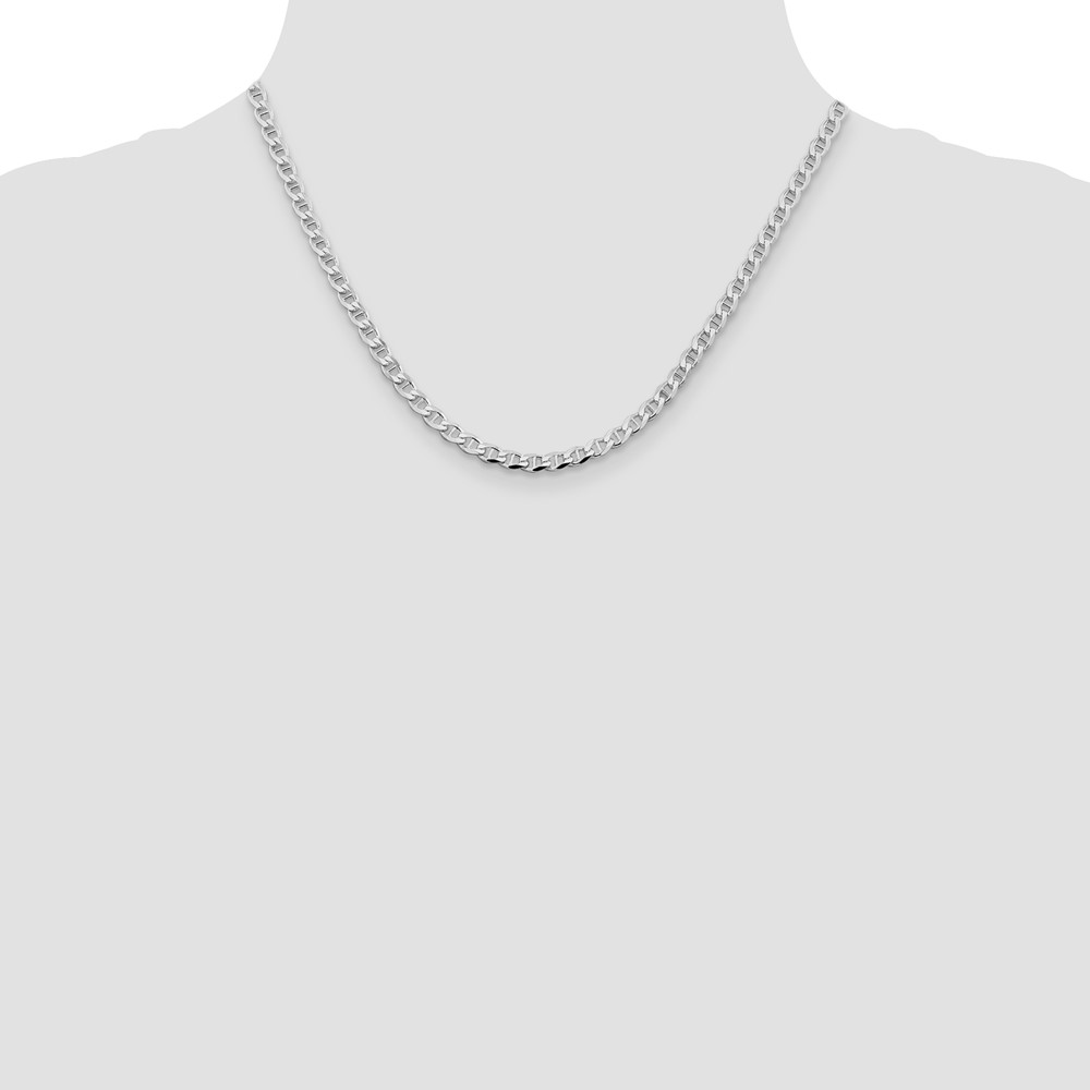 Sterling Silver Rhodium-plated 4.0mm D/C Flat Anchor Curb Chain (QFAN100R-18)