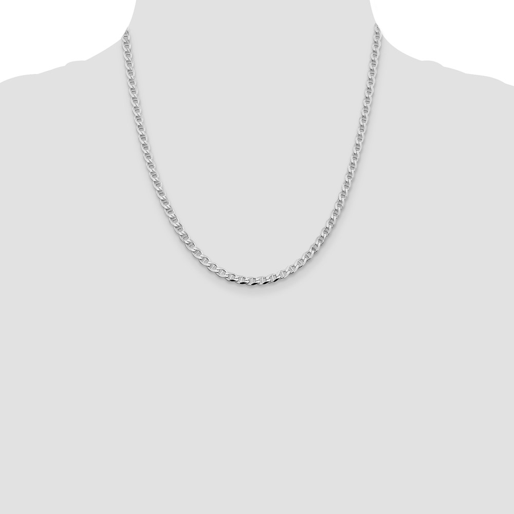 Sterling Silver Rhodium-plated 4.0mm D/C Flat Anchor Curb Chain (QFAN100R-20)