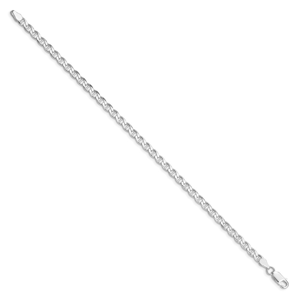Sterling Silver Rhodium-plated 4.0mm D/C Flat Anchor Curb Chain (QFAN100R-8)