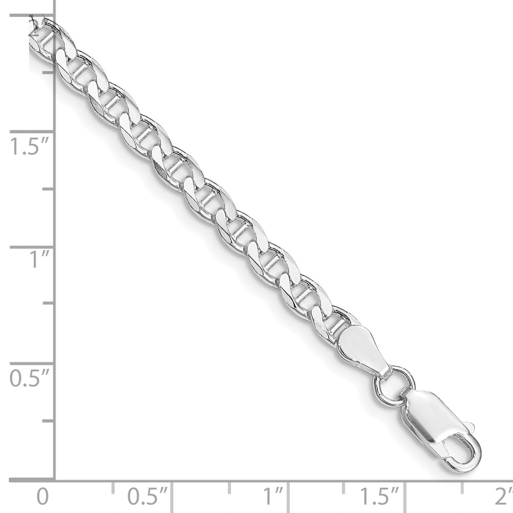 Sterling Silver Rhodium-plated 4.0mm D/C Flat Anchor Curb Chain (QFAN100R-8)