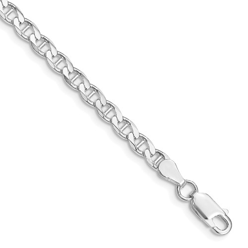 Sterling Silver Rhodium-plated 4.15mm Flat Cuban Anchor Chain