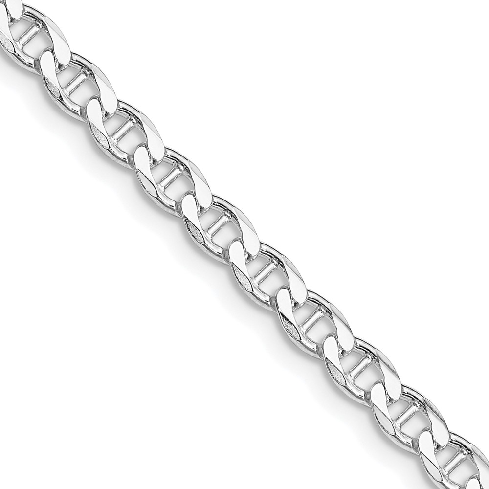 Sterling Silver Rhodium-plated 4.0mm D/C Flat Anchor Curb Chain (QFAN100R-18)