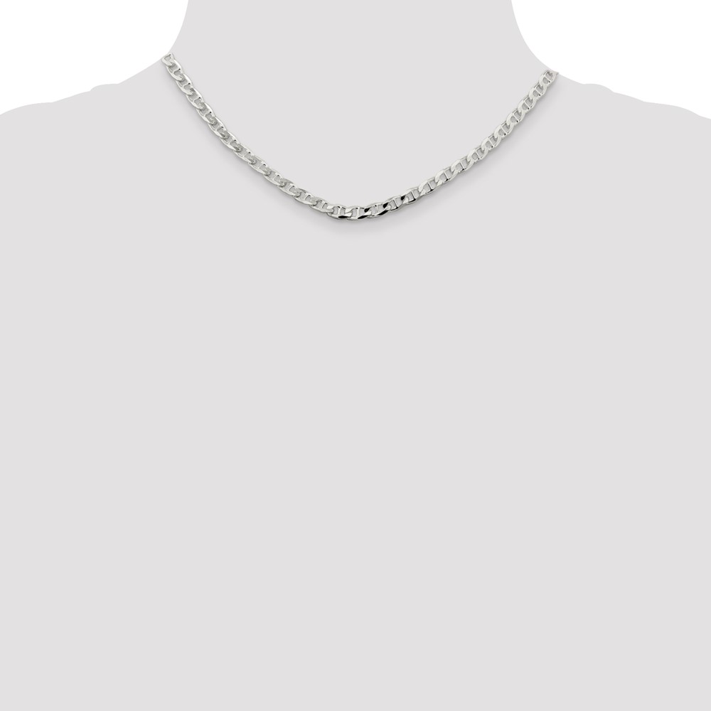 Sterling Silver 4.65mm D/C Flat Anchor Curb Chain (QFAN120-16)