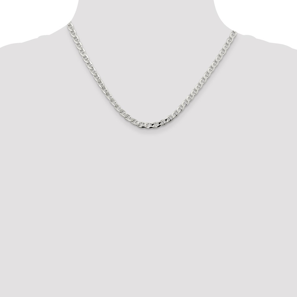 Sterling Silver 4.65mm D/C Flat Anchor Curb Chain (QFAN120-18)